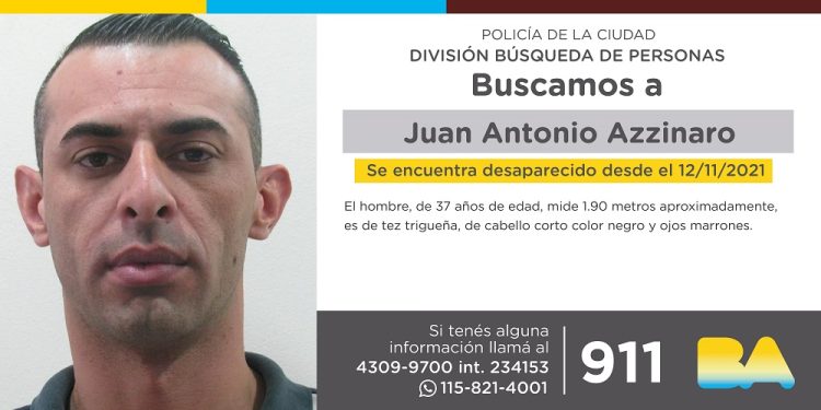 La Policía de la Ciudad solicita colaboración en la búsqueda de Juan Antonio Azzinaro