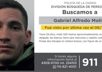 La Policía de la Ciudad solicita colaboración en la búsqueda de Gabriel Alfredo Molina