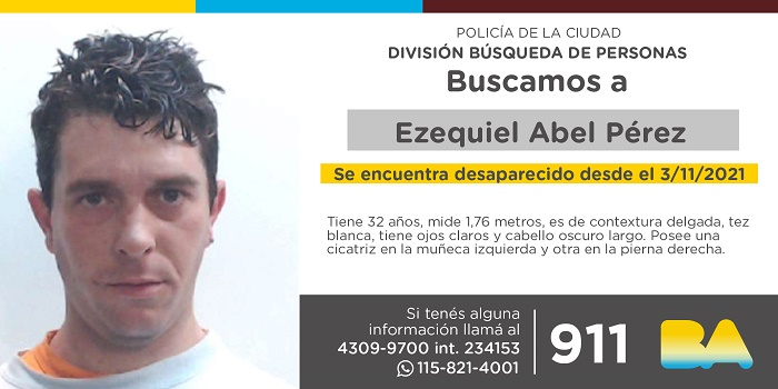 La Policía de la Ciudad solicita colaboración en la búsqueda de Ezequiel Abel Pérez