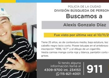 La Policía de la Ciudad solicita colaboración en la búsqueda de Alexis Gonzalo Díaz