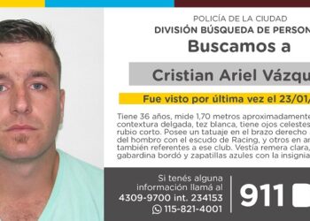 La Policía de la Ciudad solicita colaboración en la búsqueda de Cristian Ariel Vázquez