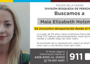 La Policía de la Ciudad solicita colaboración en la búsqueda de Maia Elizabeth Holzmann