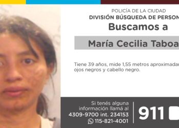 La Policía de la Ciudad solicita colaboración en la búsqueda de María Cecilia Taboada