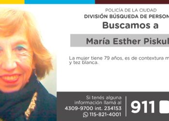 La Policía de la Ciudad solicita colaboración en la búsqueda de María Esther Piskulic