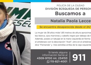 La Policía de la Ciudad solicita colaboración en la búsqueda de Natalia Paola Lecce