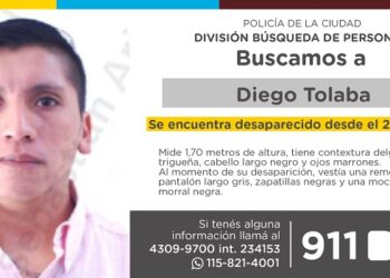 La Policía de la Ciudad solicita colaboración en la búsqueda de Diego Tolaba