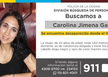 La Policía de la Ciudad solicita colaboración en la búsqueda de Carolina Jimena Gago
