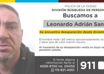 La Policía de la Ciudad solicita colaboración en la búsqueda de Leonardo Adrián Santoro
