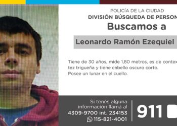 La Policía de la Ciudad solicita colaboración en la búsqueda de Leonardo Ramón Ezequiel Falcón