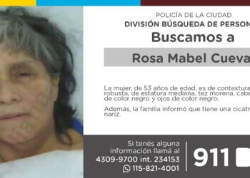 La Policía de la Ciudad solicita colaboración en la búsqueda de Rosa Mabel Cuevas