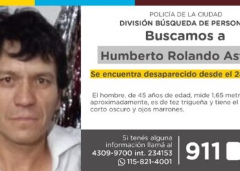 La Policía de la Ciudad solicita colaboración en la búsqueda de Humberto Rolando Astorga