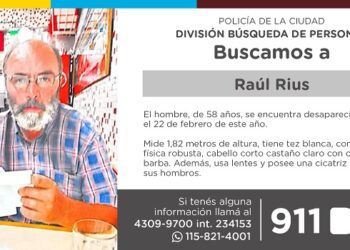 La Policía de la Ciudad solicita colaboración en la búsqueda de Raúl Rius