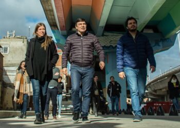 Migliore y De Marchi recorrieron las obras del Bajo Autopista en el Barrio Mujica