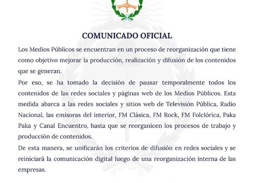 Fuertes críticas al “proceso de reorganización” en los medios públicos anunciado por el Gobierno