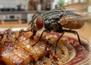 Esto ocurre cuando una mosca se posa en la comida